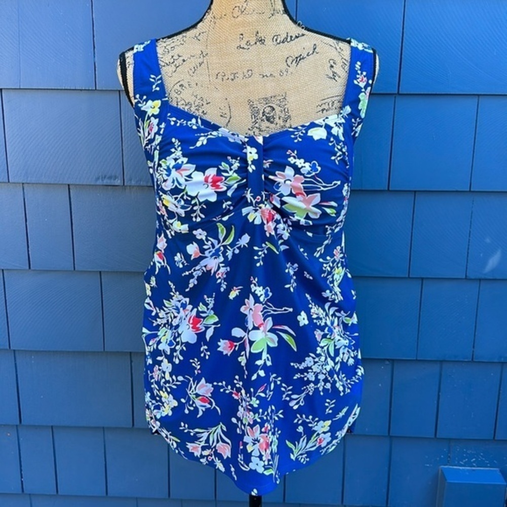 💙💙💙Motherhood Tankini top bathing suit 1X blue floral NWT